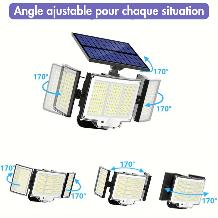Projecteur Solaire Sécurité 3 Panneaux – Éclairez et sécurisez chaque recoin