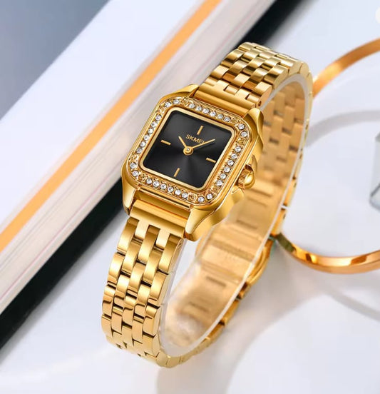 Montre Diva Noire Dorée pour Femme