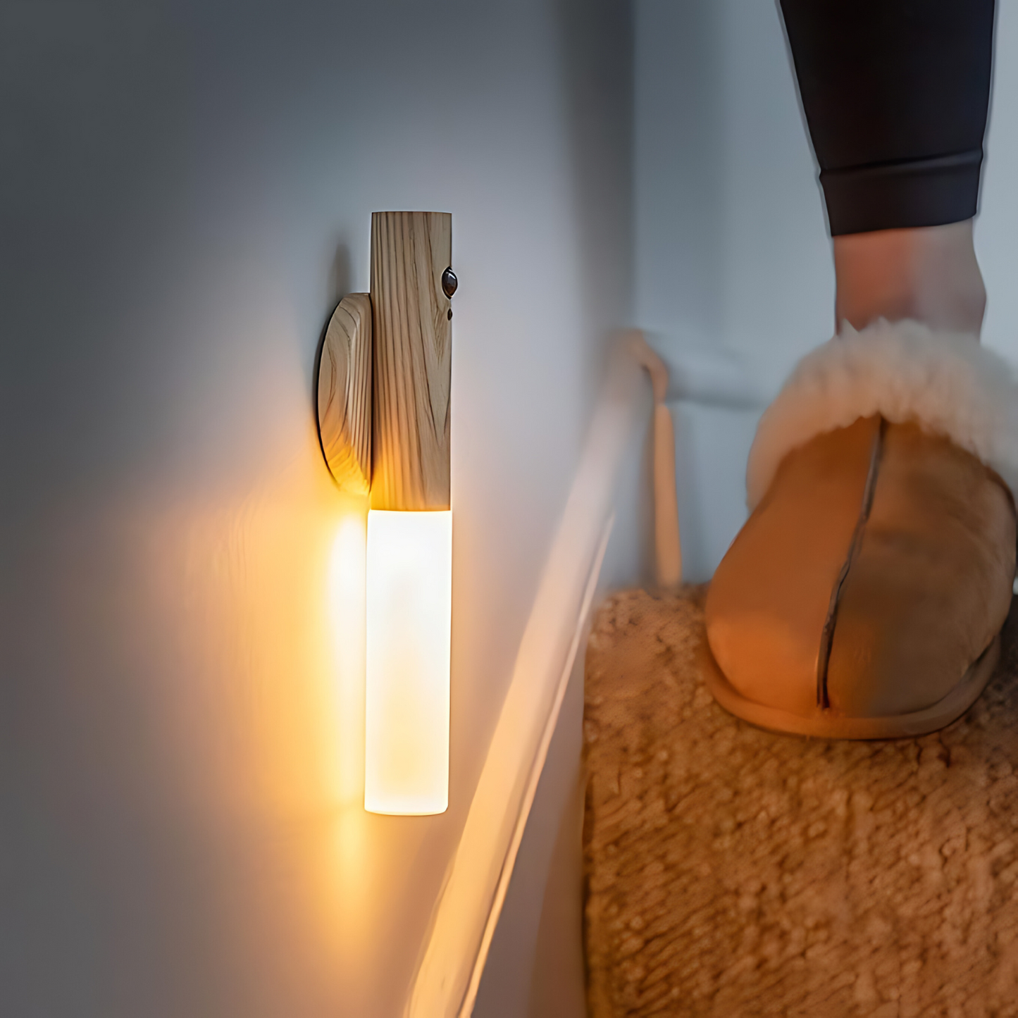 Lampe Murale LED USB Sans Fil en Bois