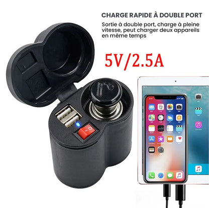 Chargeur Moto USB Type C Dual 12V/24V